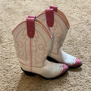 Old West Pink and Cream Cowboy Boots